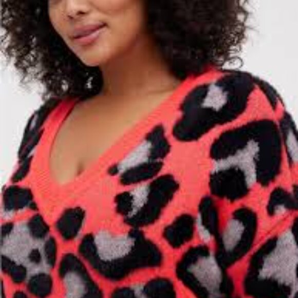 TORRID Pink Black Leopard Chunky Sweater - Picture 4 of 5